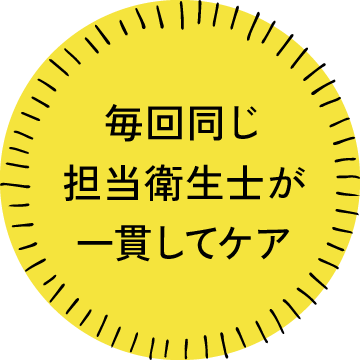 毎回同じ担当衛生士が一貫してケア